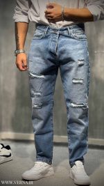 شلوار مردانه مام فیت جین زانو زاپ ZARA 456/19