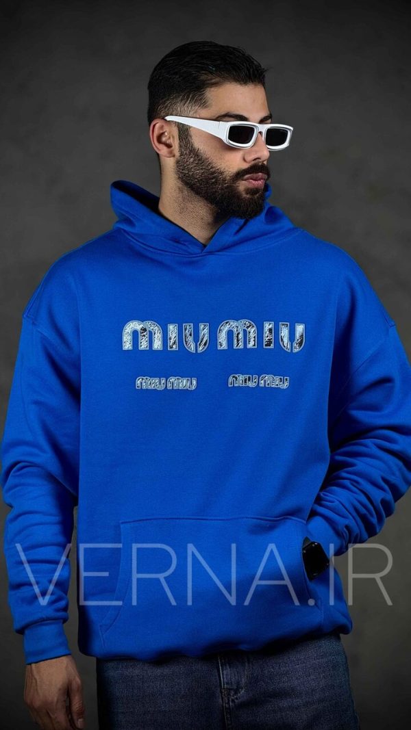 هودی مردانه چاپ برجسته MIU MIU آبی