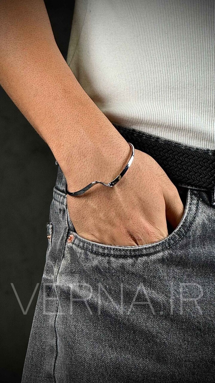 دستبند منحنی بنگال نقره ای