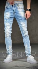 شلوار جین مردانه تک سایز زاپ دار ابرنگی 283یخی2