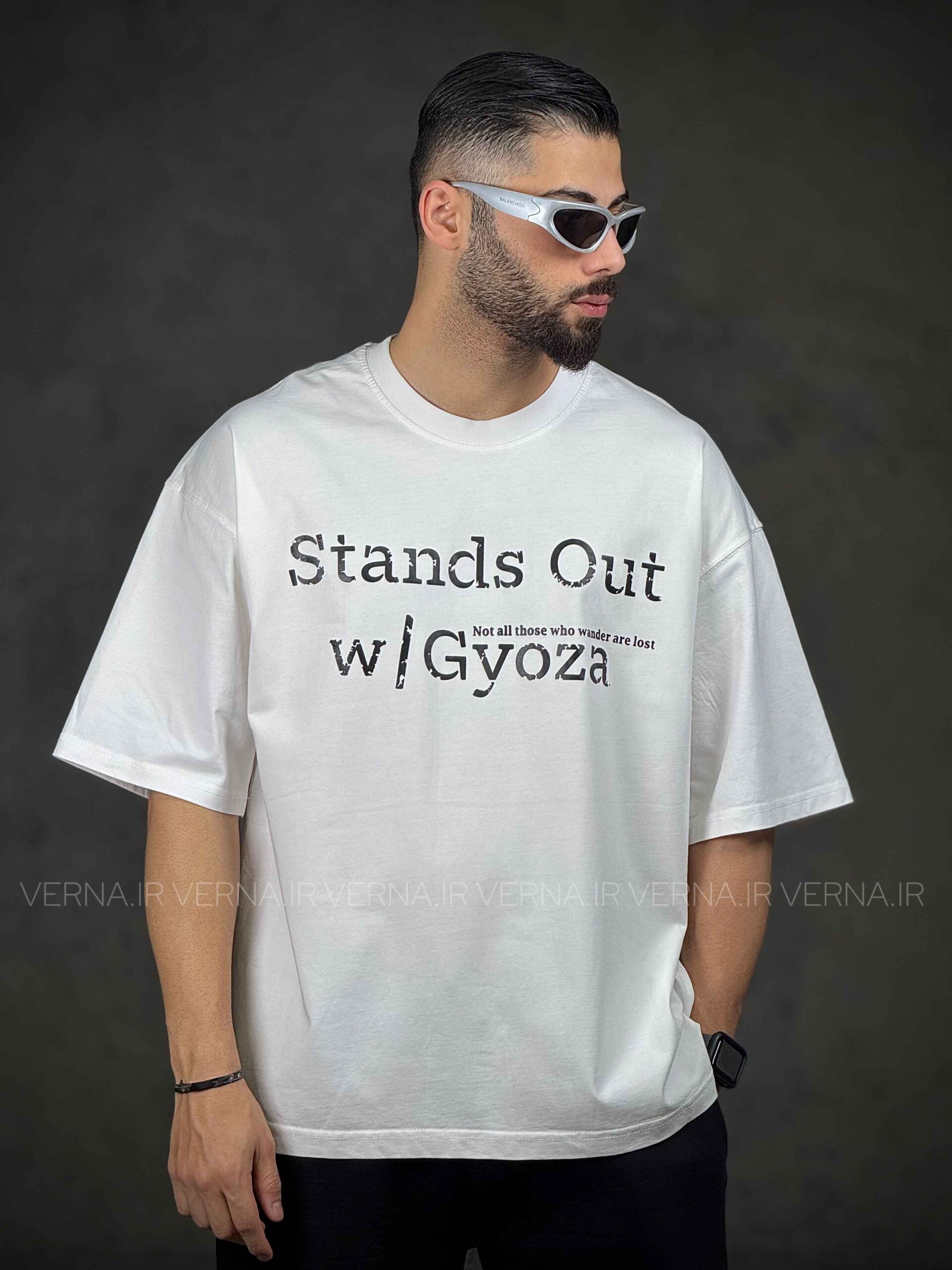 تیشرت مردانه تک سایز STANDسفید1
