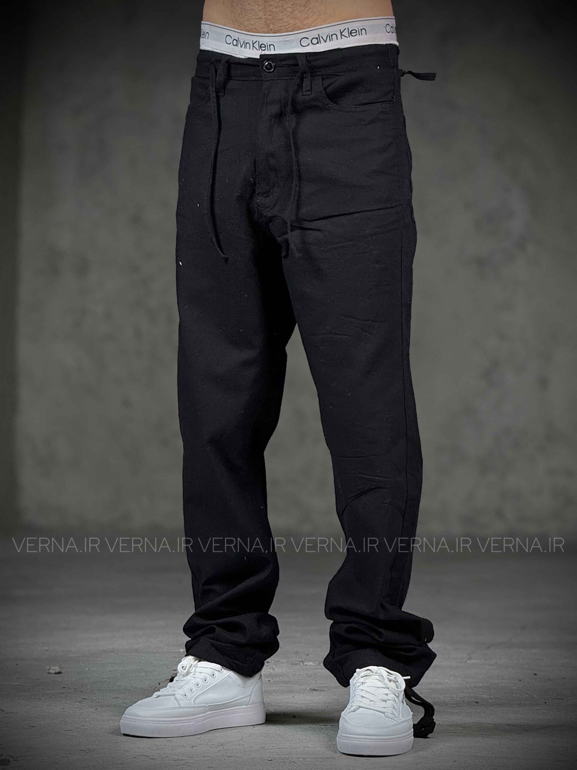 شلوار کتان کاغذی بگ مردانه تک سایز ZARA MAN‏مشکی1