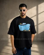 تیشرت مردانه گلدوزی SUMMER FEELINGمشکی2