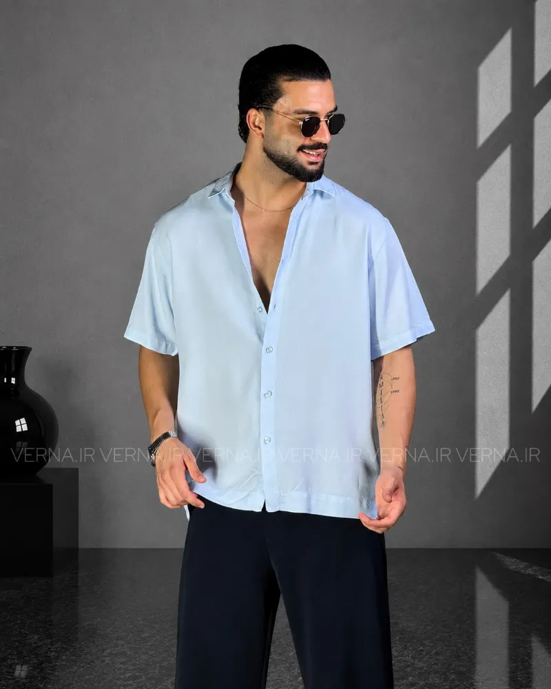 IMG_3066 پیراهن مردانه تنسل RR1318 آبی روشن