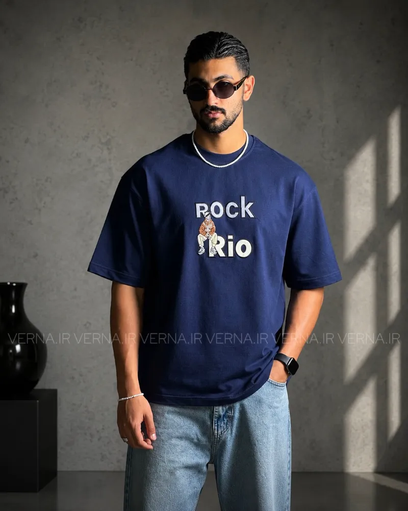 IMG_3759 تیشرت مردانه گلدوزي ROCK RIO سرمه ای