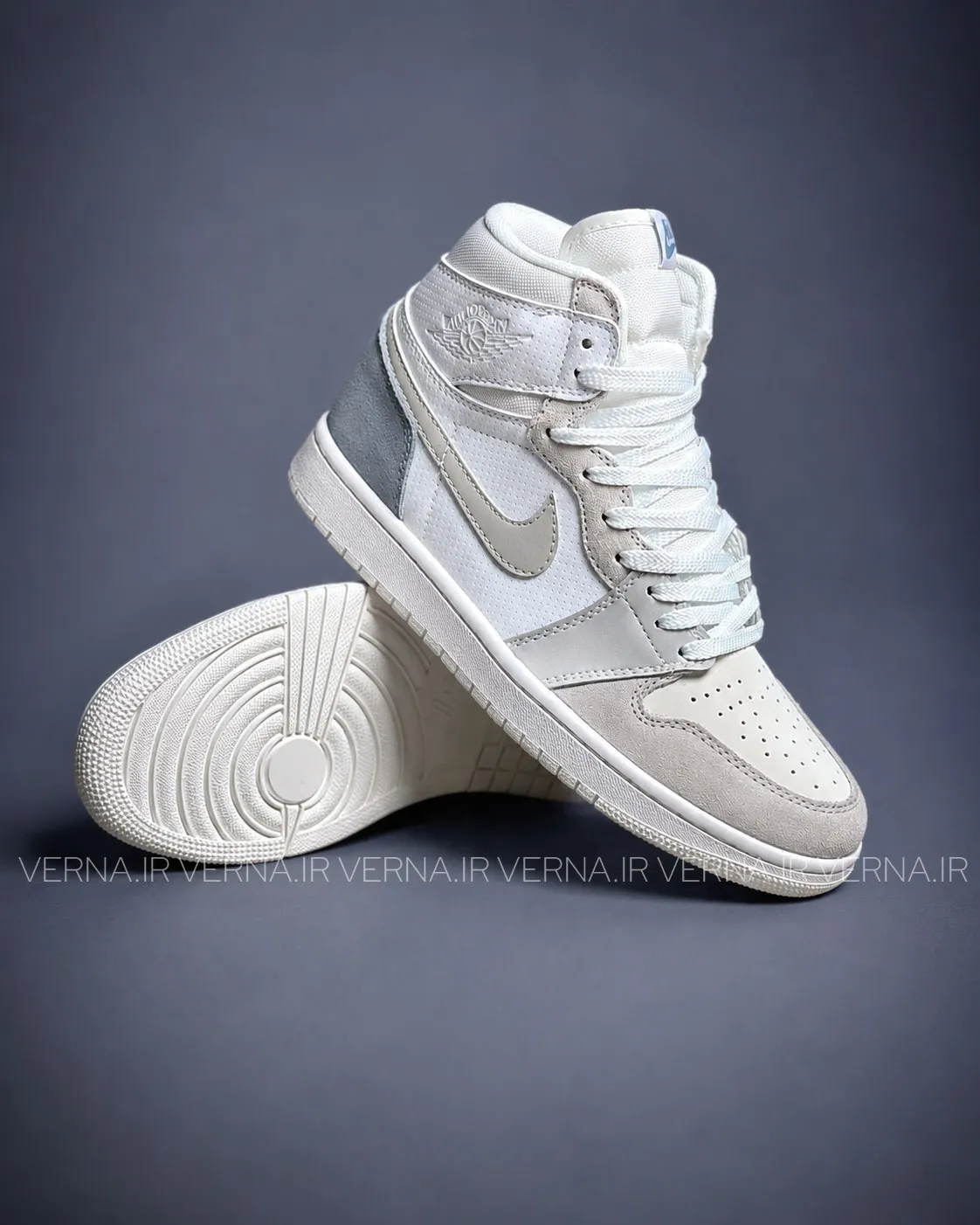 b99e2f19-c0cd-4d54-9651-6656ddbca7e9 کتونی نیم ساق NIKE AIR JORDANطوسی روشن1