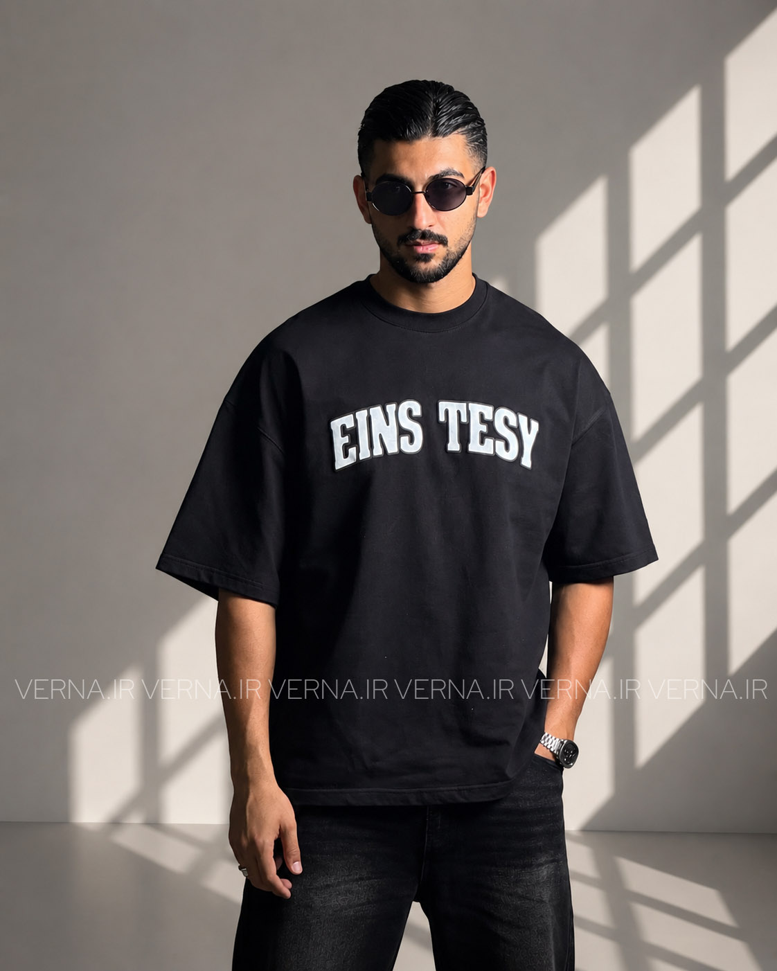 1405-05-19 (100)_1 تیشرت باکسی مردانه EINS-TESY مشکی 1