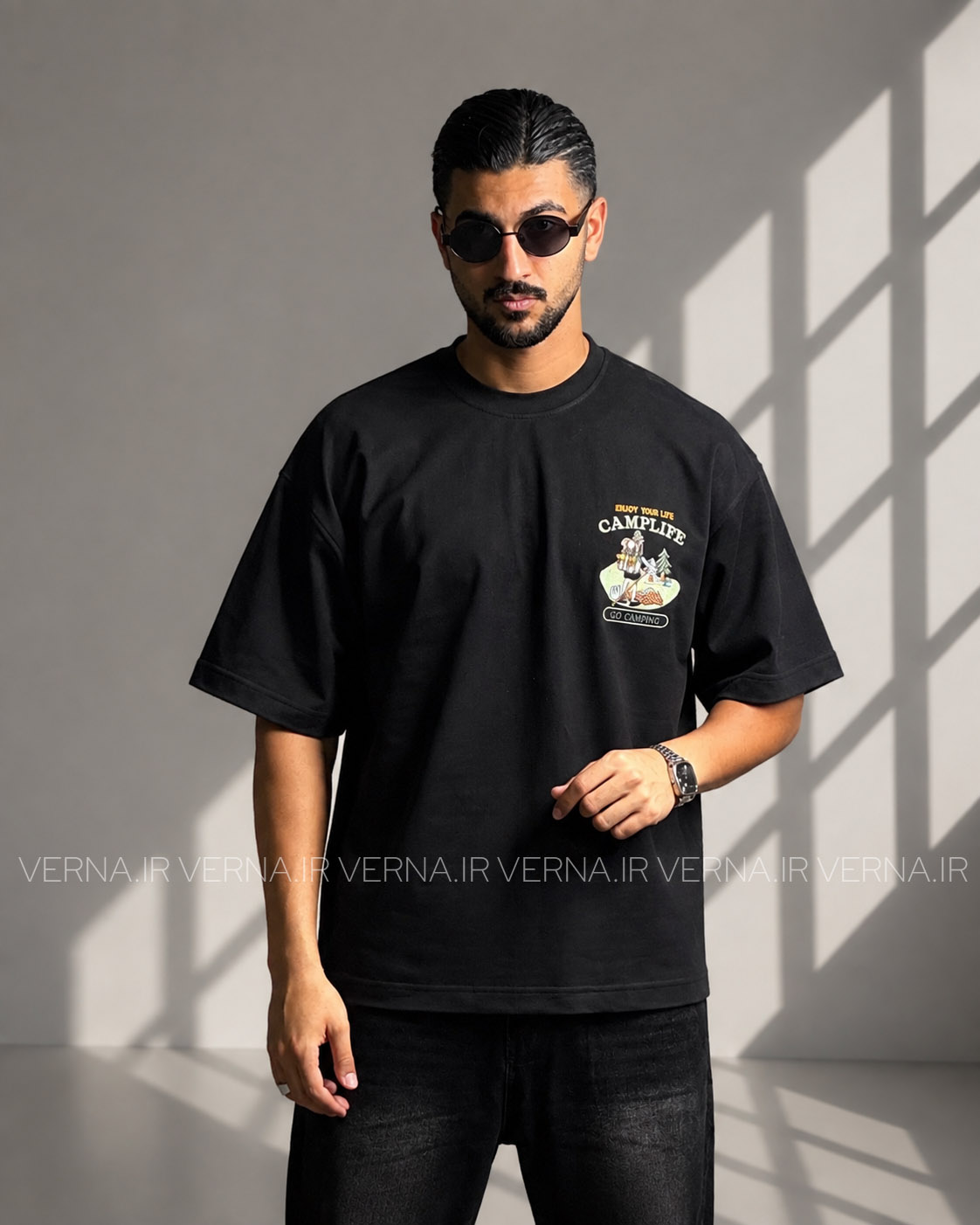 1405-05-19 (102)_1 تیشرت باکسی مردانه CAMP LIFE MEN مشکی 1
