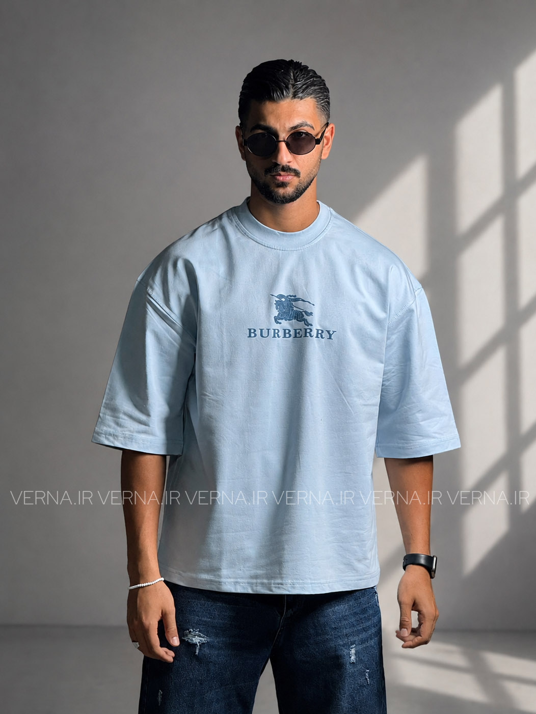 تيشرت مردانه دونخ BURBERRY آبی روشن 1