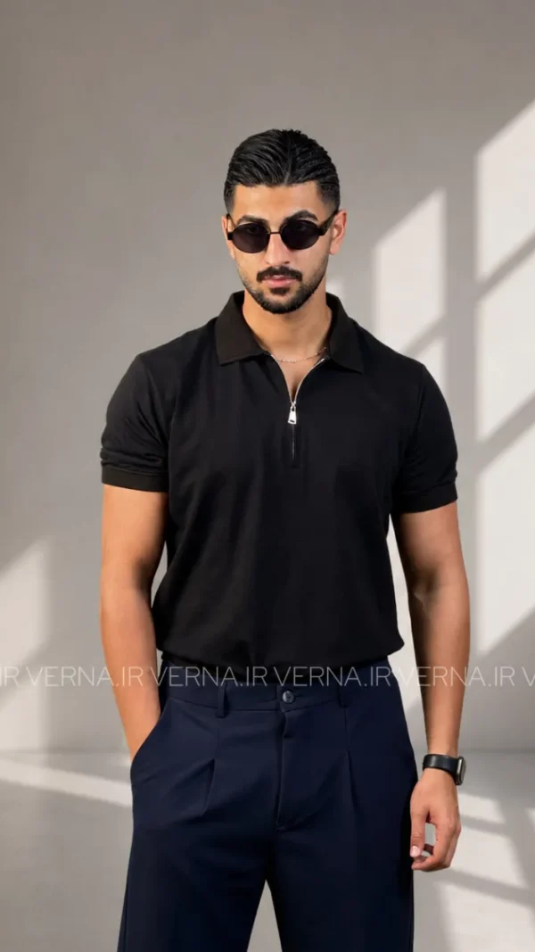 تیشرت مردانه نیم زیپ جودون ZARA مشکی 1
