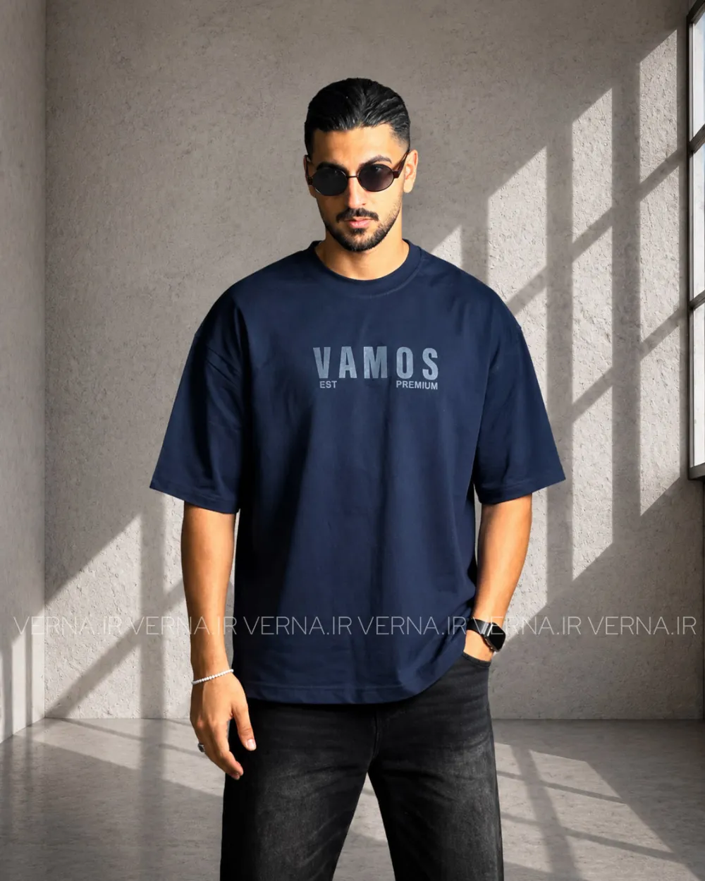 81_1 تيشرت مردانه دونخ VAMOSسرمه ای1