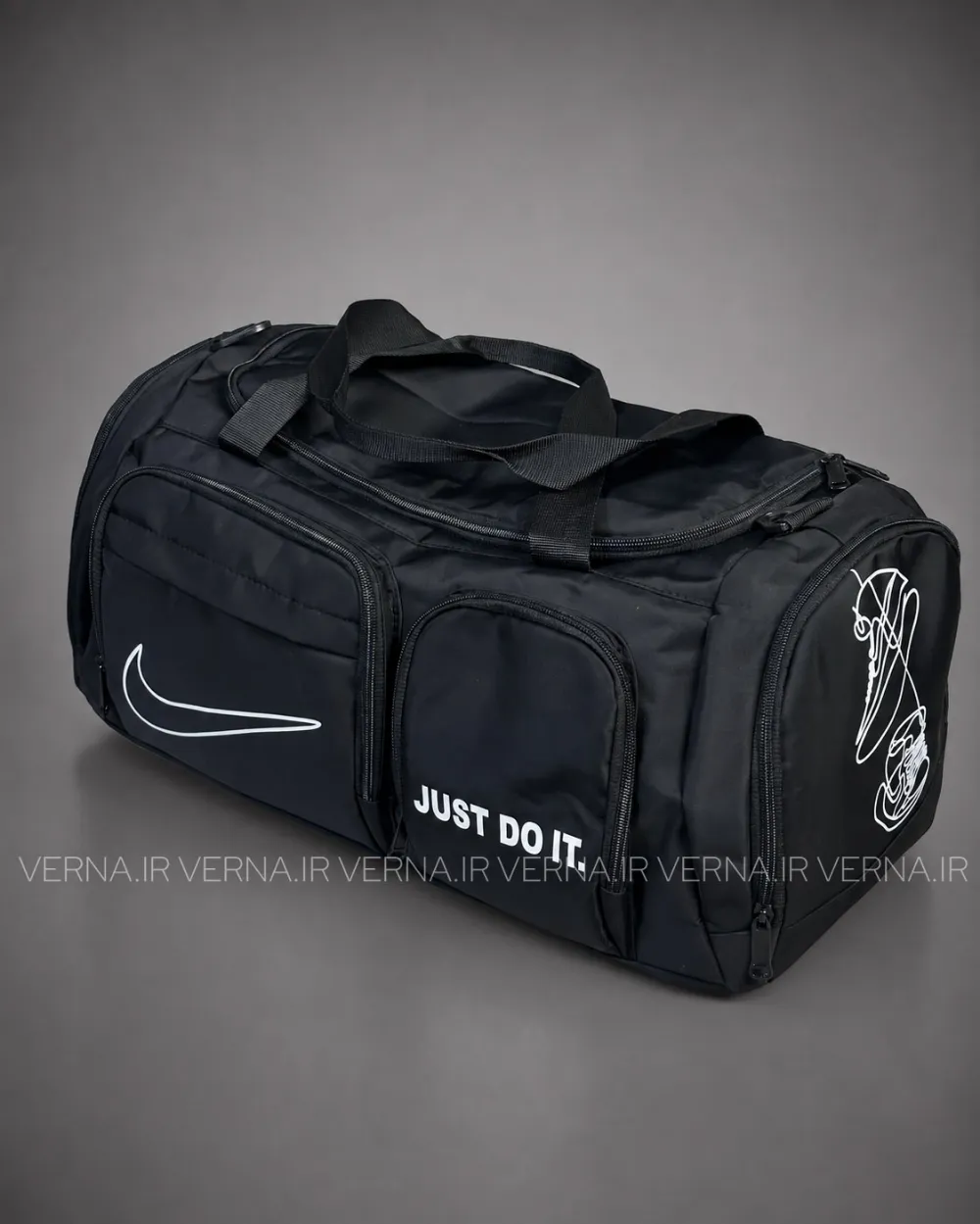 1405-06-13 (1) ساک ورزشی دوجیب بغل طرح NIKE_JUST DO IT مشکی 1