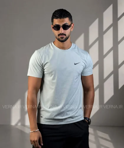 تیشرت ورزشی مردانه NIKE-DRI-FIT طوسی روشن 1