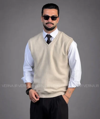پلیور یقه هفت مردانه سلانیک VR کرم 1