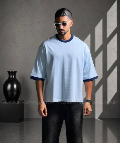 تیشرت ماکان مردانه یقه رنگی VR 4